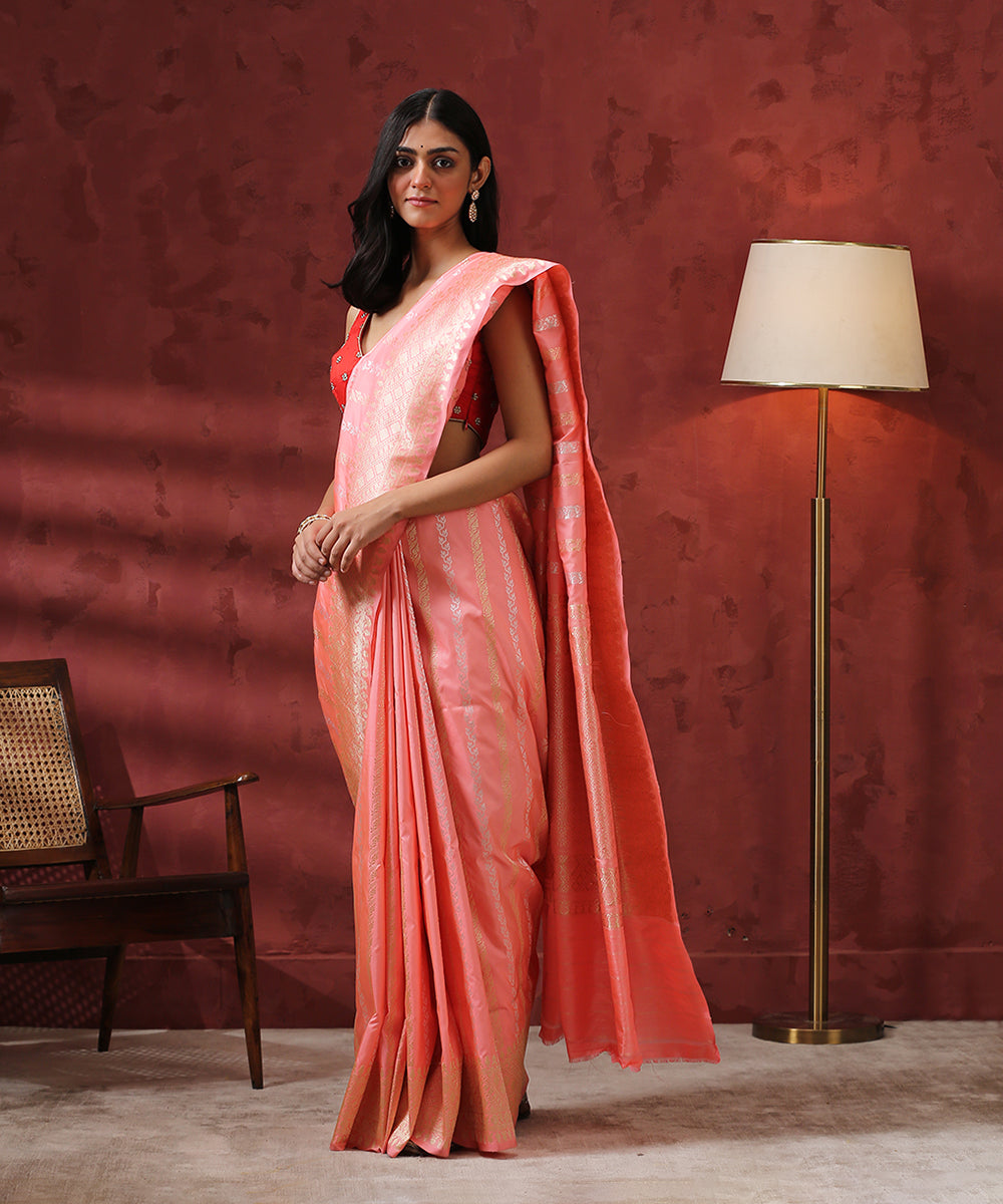 Peach_Handloom_Kadhwa_Pure_Katan_Silk_Banarasi_Saree_WeaverStory_02