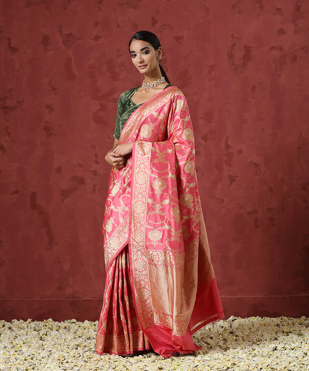 Pink_Handloom_Pure_Katan_Silk_Banarasi_Saree_with_Kadhwa_Jaal_WeaverStory_02