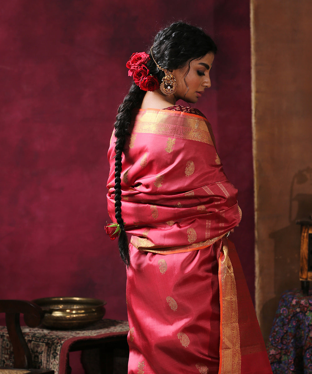 Rose_Pink_Handloom_Pure_Zari_Kanjivaram_Saree_With_Ganderberunda_Motif_WeaverStory_01