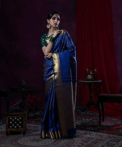 Handloom_Royal_Blue_Pure_Zari_and_Pure_Silk_Kanjivaram_Saree_WeaverStory_02