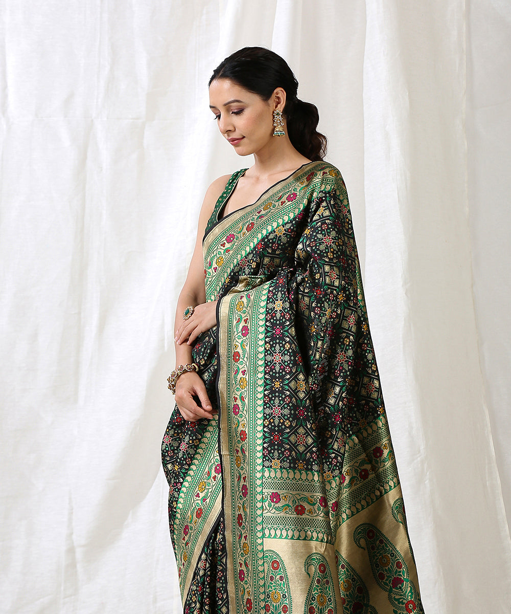 Black_Handloom_Double_Warp_Pure_Katan_Silk_Banarasi_Patola_Saree_WeaverStory_01