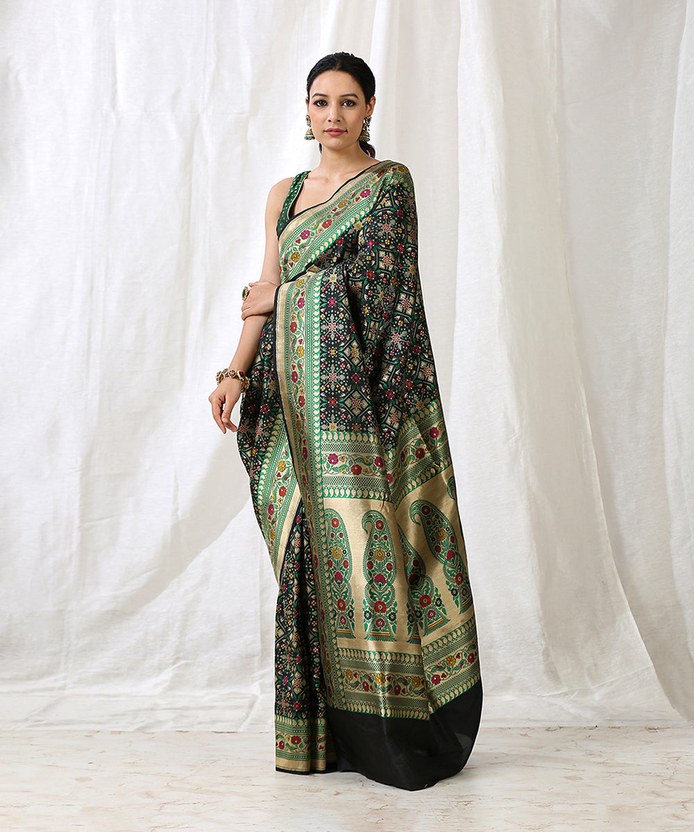 Black_Handloom_Double_Warp_Pure_Katan_Silk_Banarasi_Patola_Saree_WeaverStory_02
