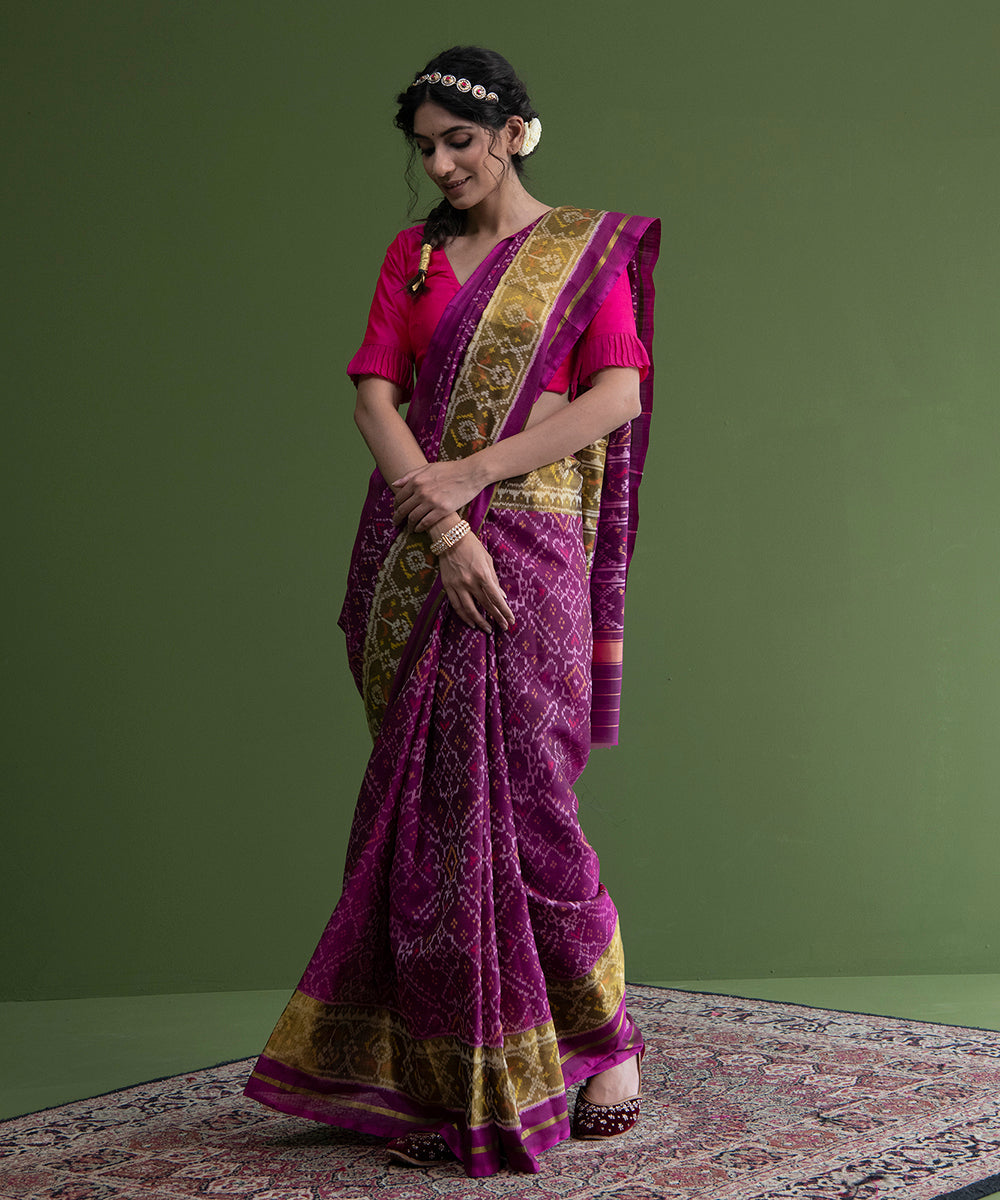 Purple_Handloom_Weft_Dyed_Mulberry_Silk_Rajkot_Patola_Saree_WeaverStory_02