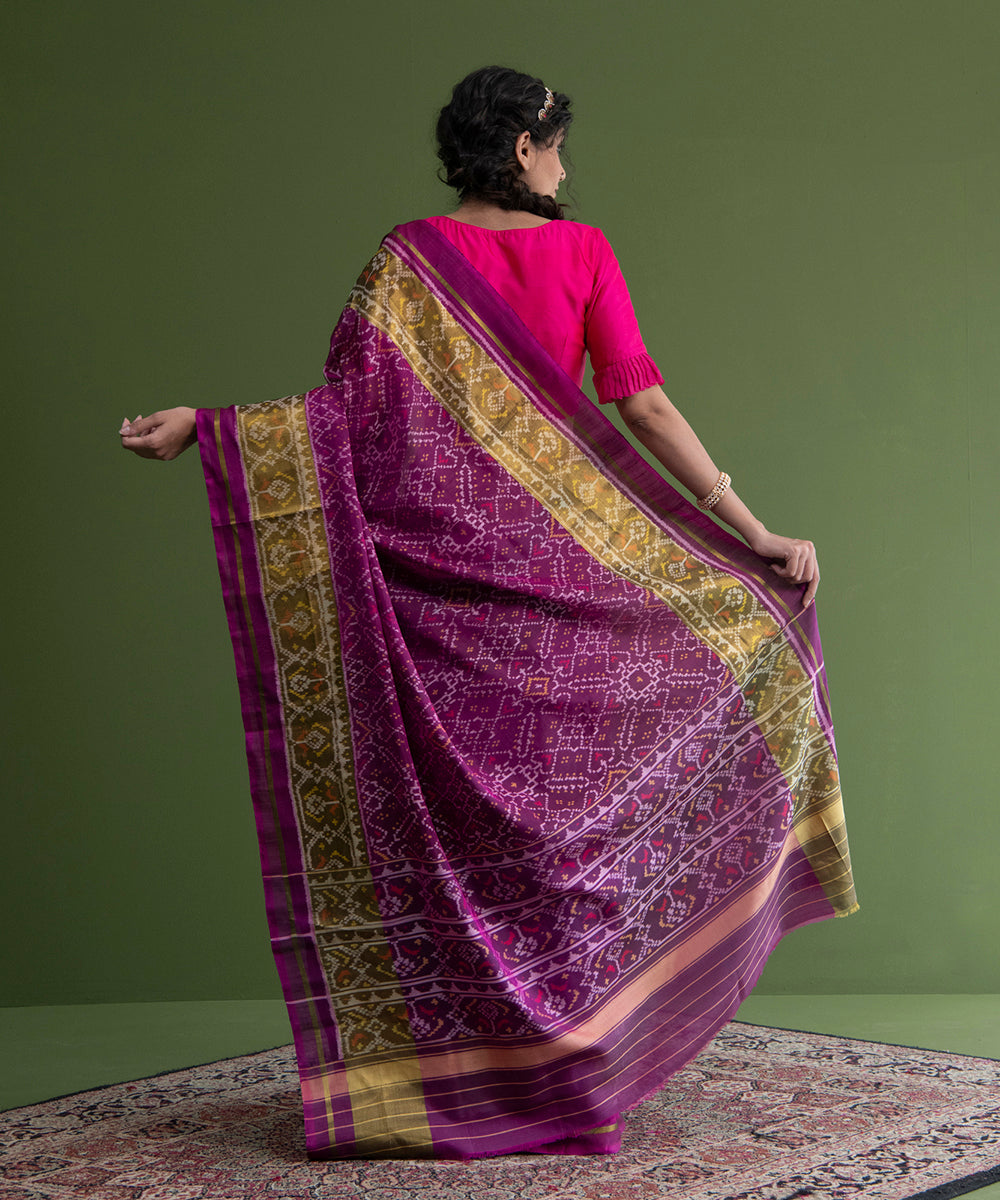 Purple_Handloom_Weft_Dyed_Mulberry_Silk_Rajkot_Patola_Saree_WeaverStory_03