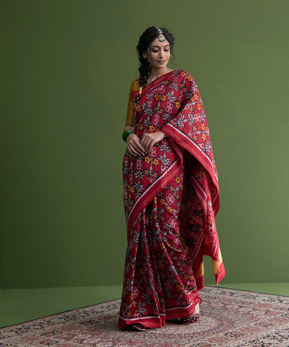 Red_Handloom_Weft_Dyed_Patola_Saree_With_8_Ply_Mulberry_Silk_WeaverStory_02