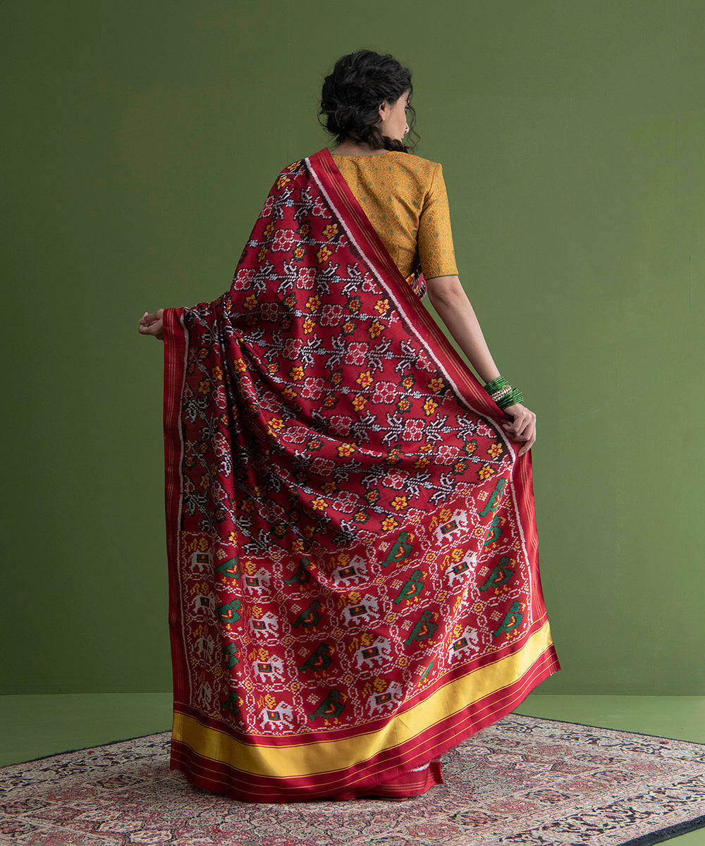 Red_Handloom_Weft_Dyed_Patola_Saree_With_8_Ply_Mulberry_Silk_WeaverStory_03