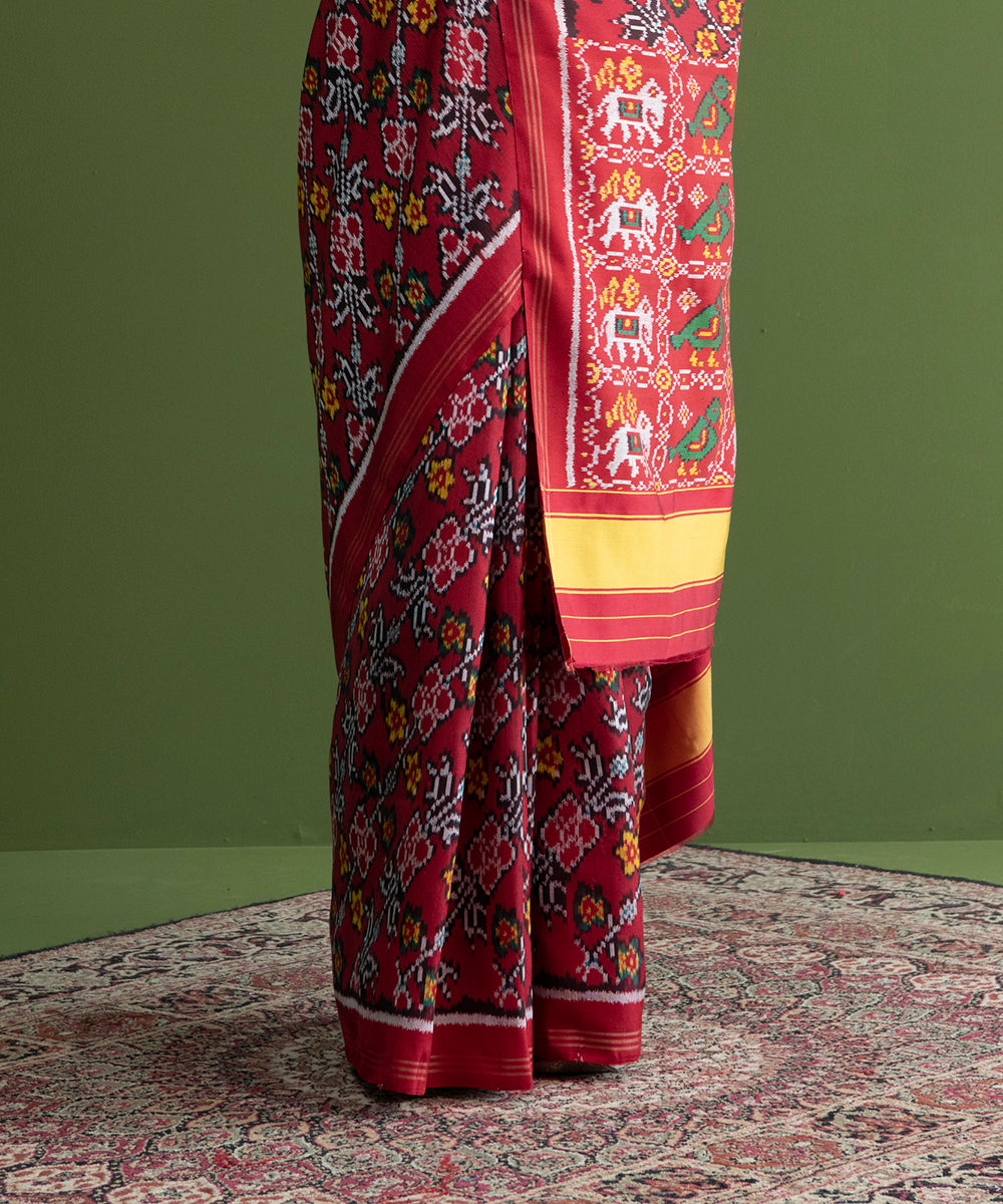 Red_Handloom_Weft_Dyed_Patola_Saree_With_8_Ply_Mulberry_Silk_WeaverStory_04