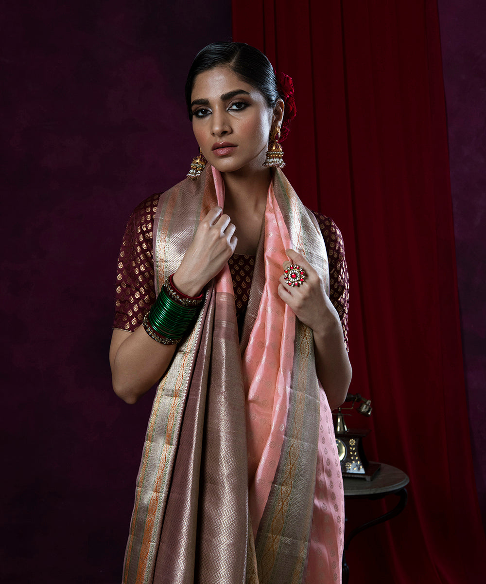 Light_Pink_Handloom_Pure_Zari_and_Pure_Silk_Kanjivaram_Saree_With_Biscuit_Color_Border_WeaverStory_01