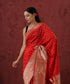 Handloom_Red_Pure_Katan_Silk_Banarasi_Saree_With_Broad_Zari_Border_WeaverStory_01