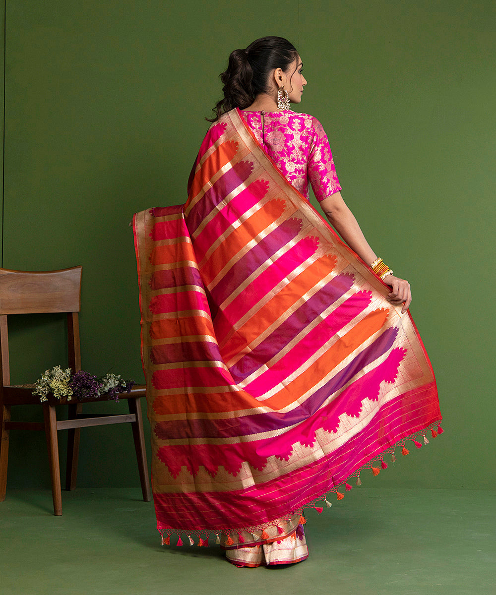 Handloom_Multicolor_Pure_Katan_Silk_Rangkaat_Banarasi_Saree_With_Vertical_Stripes_WeaverStory_03
