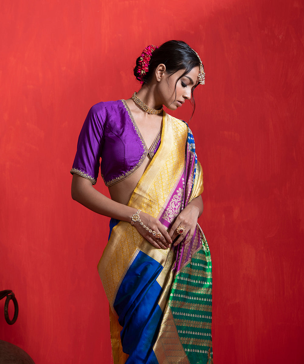 Peacock_Blue_Handloom_Pure_Katan_Silk_Banarasi_Saree_With_Rangkaat_Pallu_WeaverStory_01