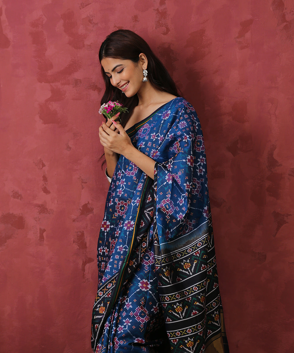 Handloom_Blue_8_Ply_Mulberry_Silk_Patola_Saree_WeaverStory_01