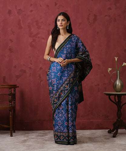 Handloom_Blue_8_Ply_Mulberry_Silk_Patola_Saree_WeaverStory_02