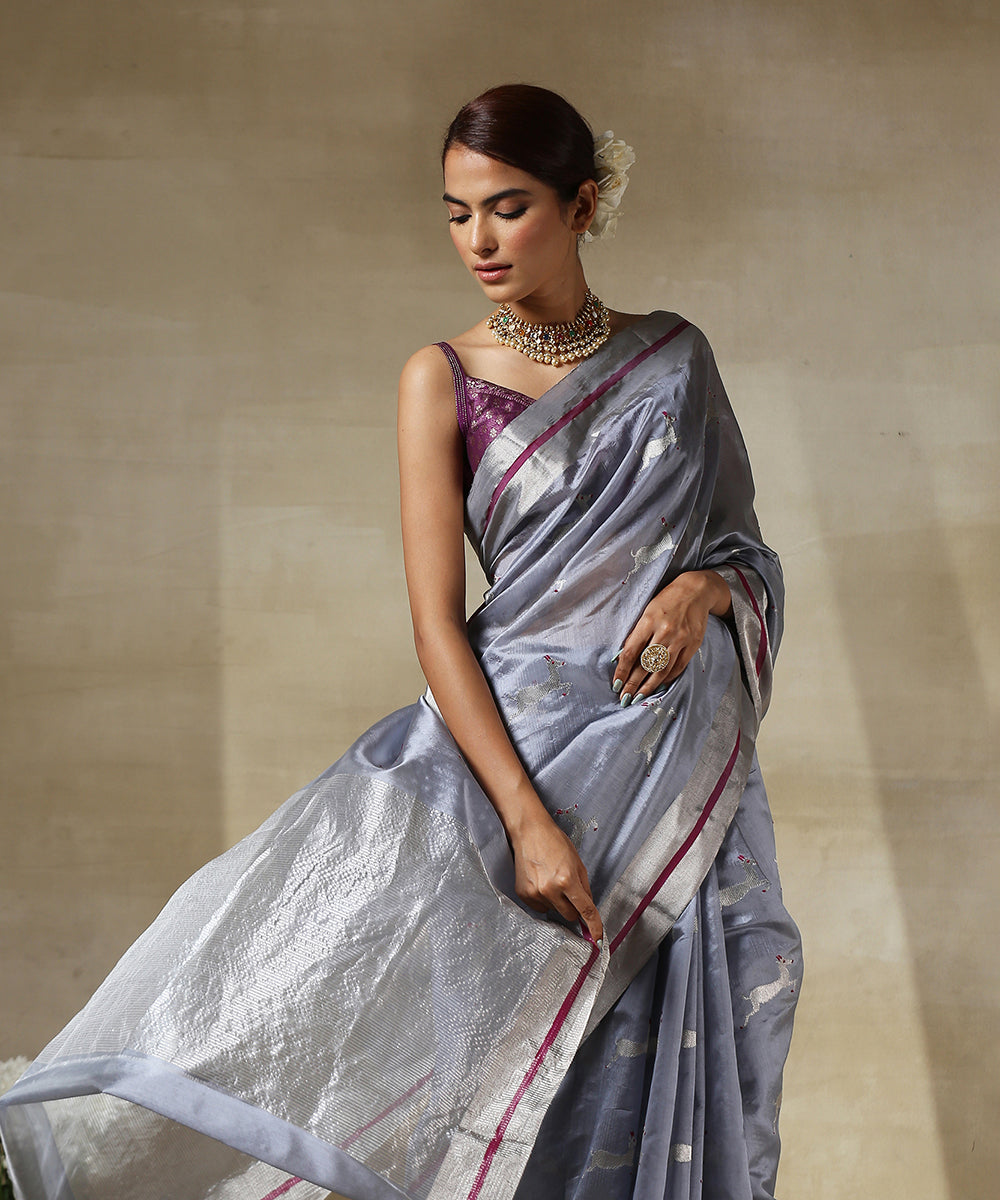 Handloom_Light_Blue_Chanderi_Silk_Saree_With_Deer_Motifs_In_Silver_Zari_with_Eknaliya_Weave_WeaverStory_01