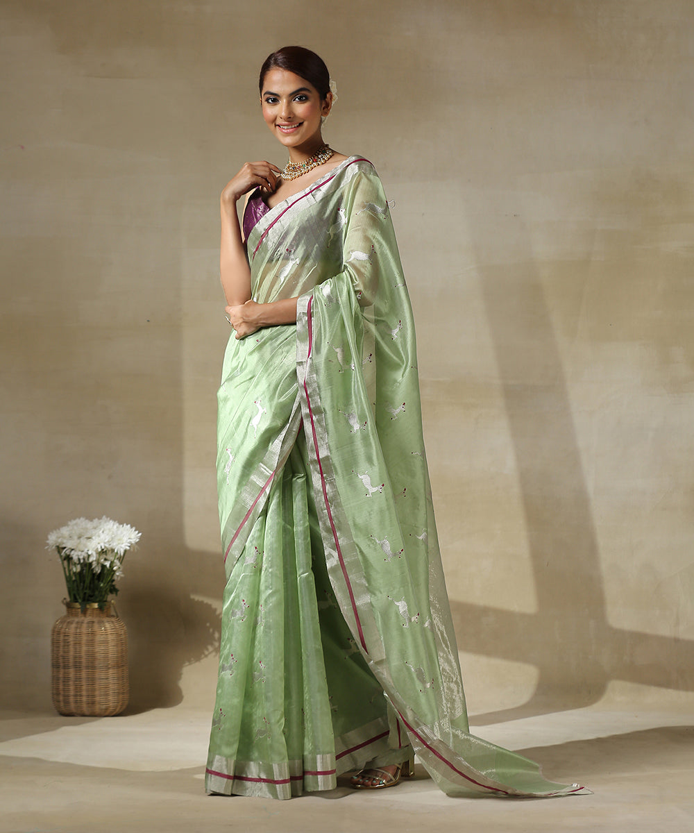 Light_Green_Handloom_Chanderi_Silk_Saree_With_Eknaliya_Deer_Motifs_In_Silver_Zari_WeaverStory_02