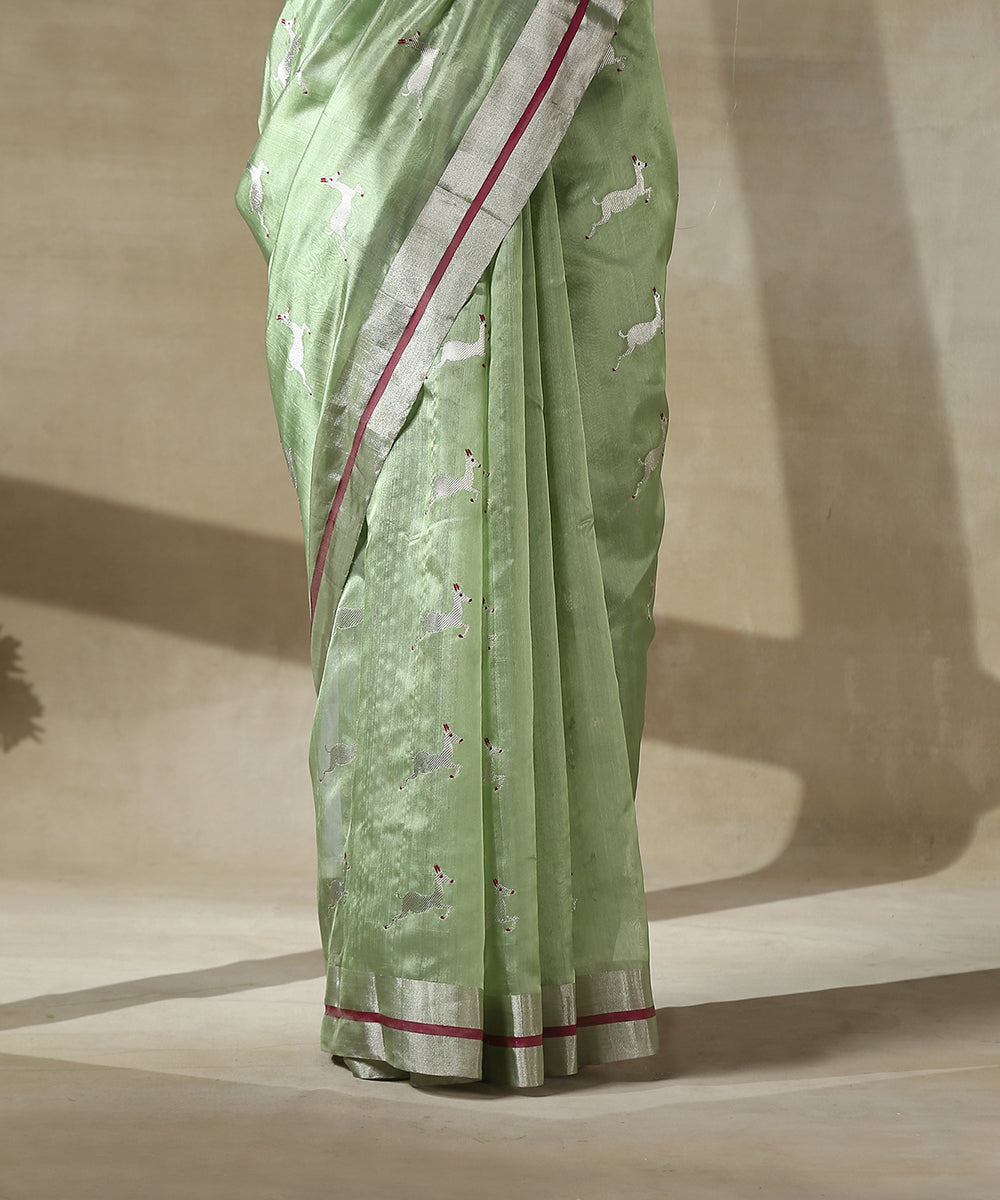 Light_Green_Handloom_Chanderi_Silk_Saree_With_Eknaliya_Deer_Motifs_In_Silver_Zari_WeaverStory_04