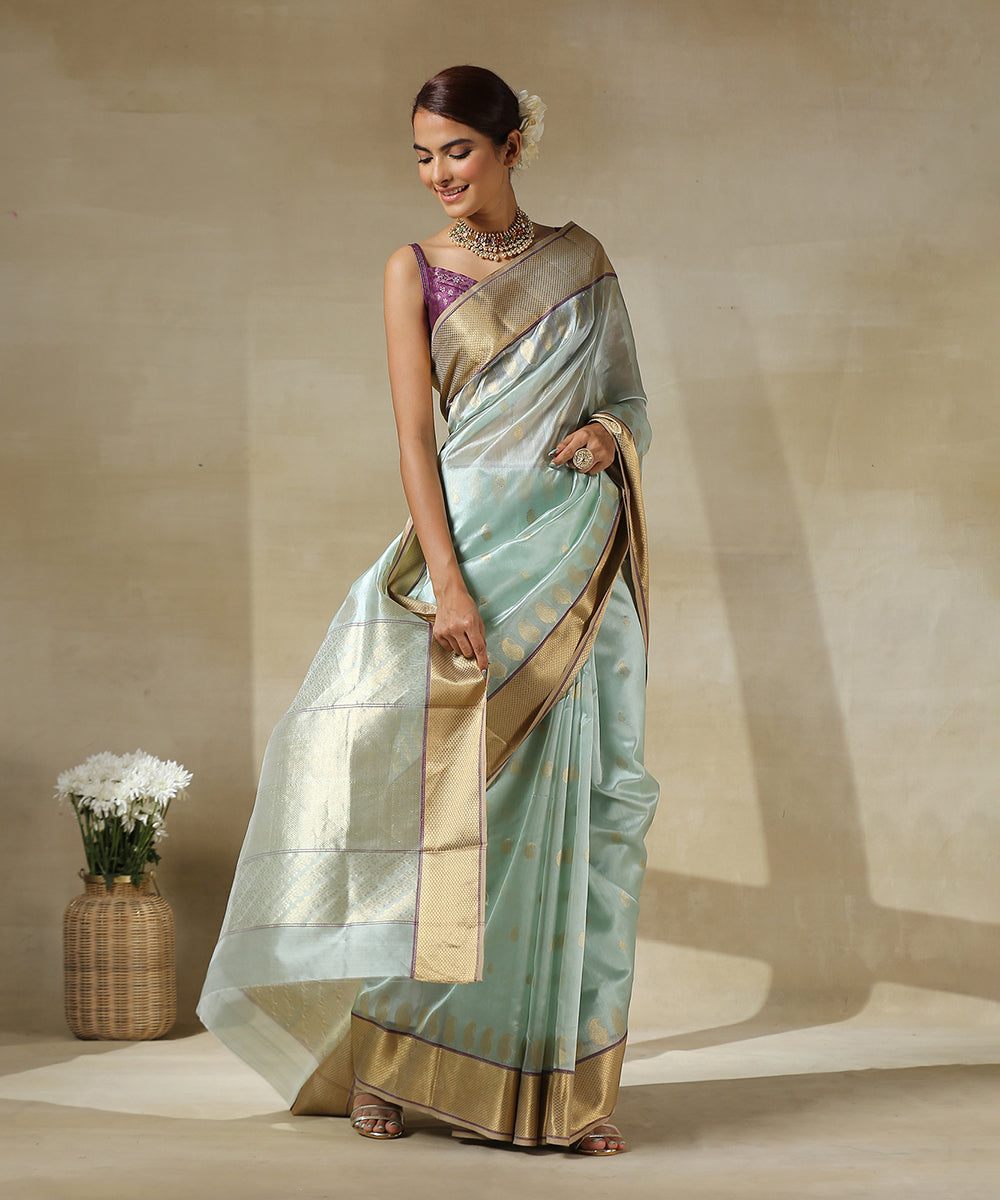 Handloom_Light_Green_Chanderi_Silk_Saree_With_Paisley_Woven_All_Over_And_Paisley_Border_WeaverStory_02
