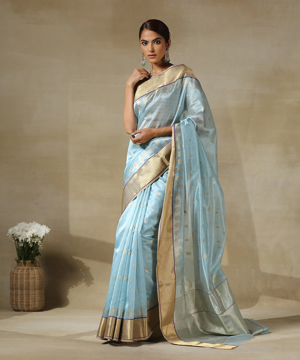 Sky_Blue_Handloom_Chanderi_Silk_Saree_With_Paisley_Woven_All_Over_And_Paisley_Border_WeaverStory_02