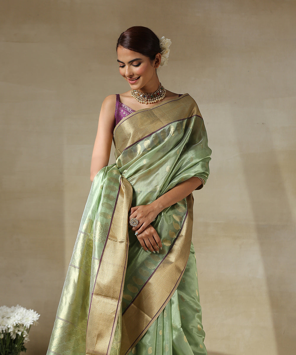 Handloom_Pista_Green_Chanderi_Silk_Saree_With_Paisley_Woven_All_Over_And_Paisley_Border_WeaverStory_01