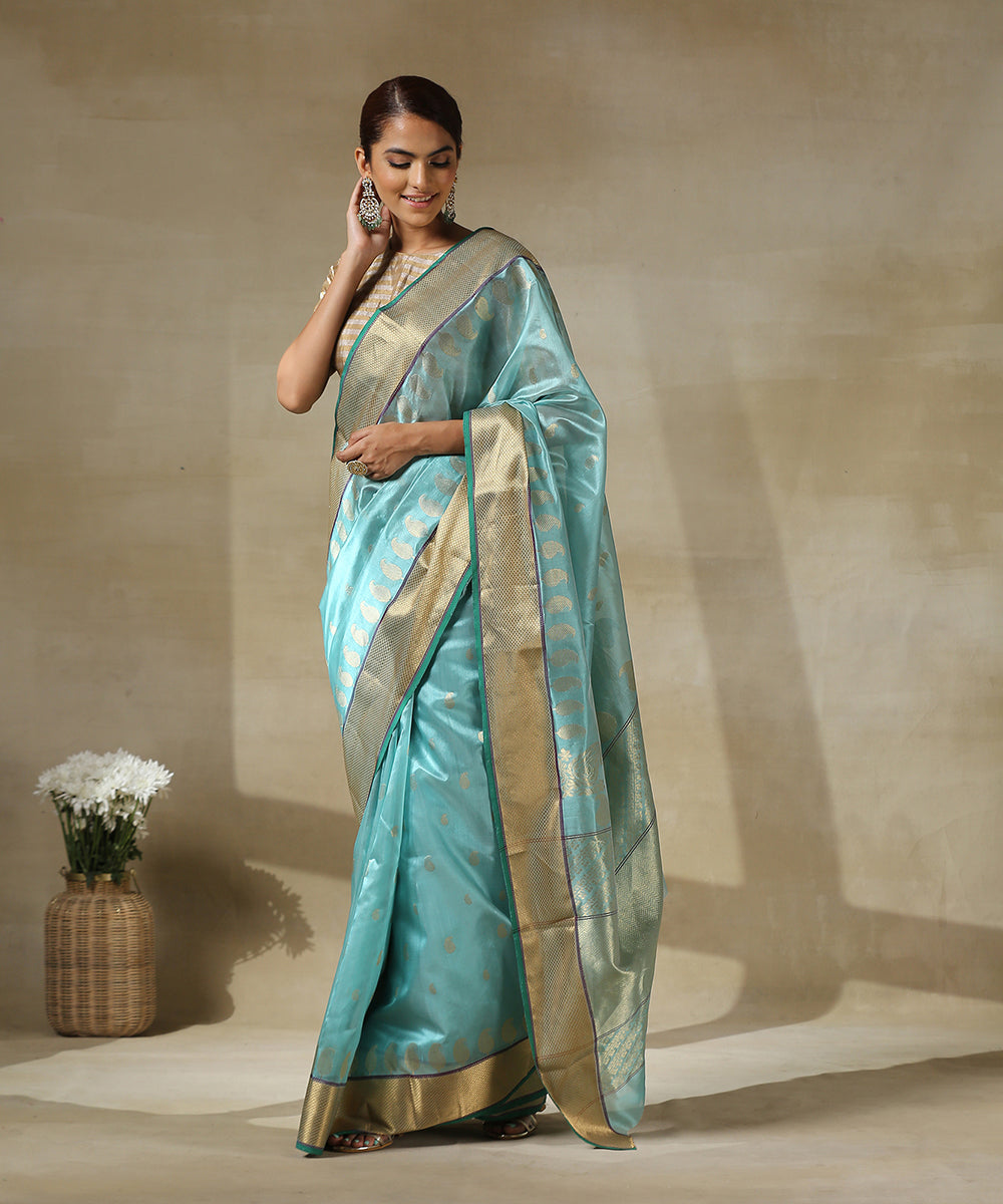 Light_Blue_Handloom_Chanderi_Silk_Saree_With_Paisley_Woven_All_Over_And_Paisley_Border_WeaverStory_02