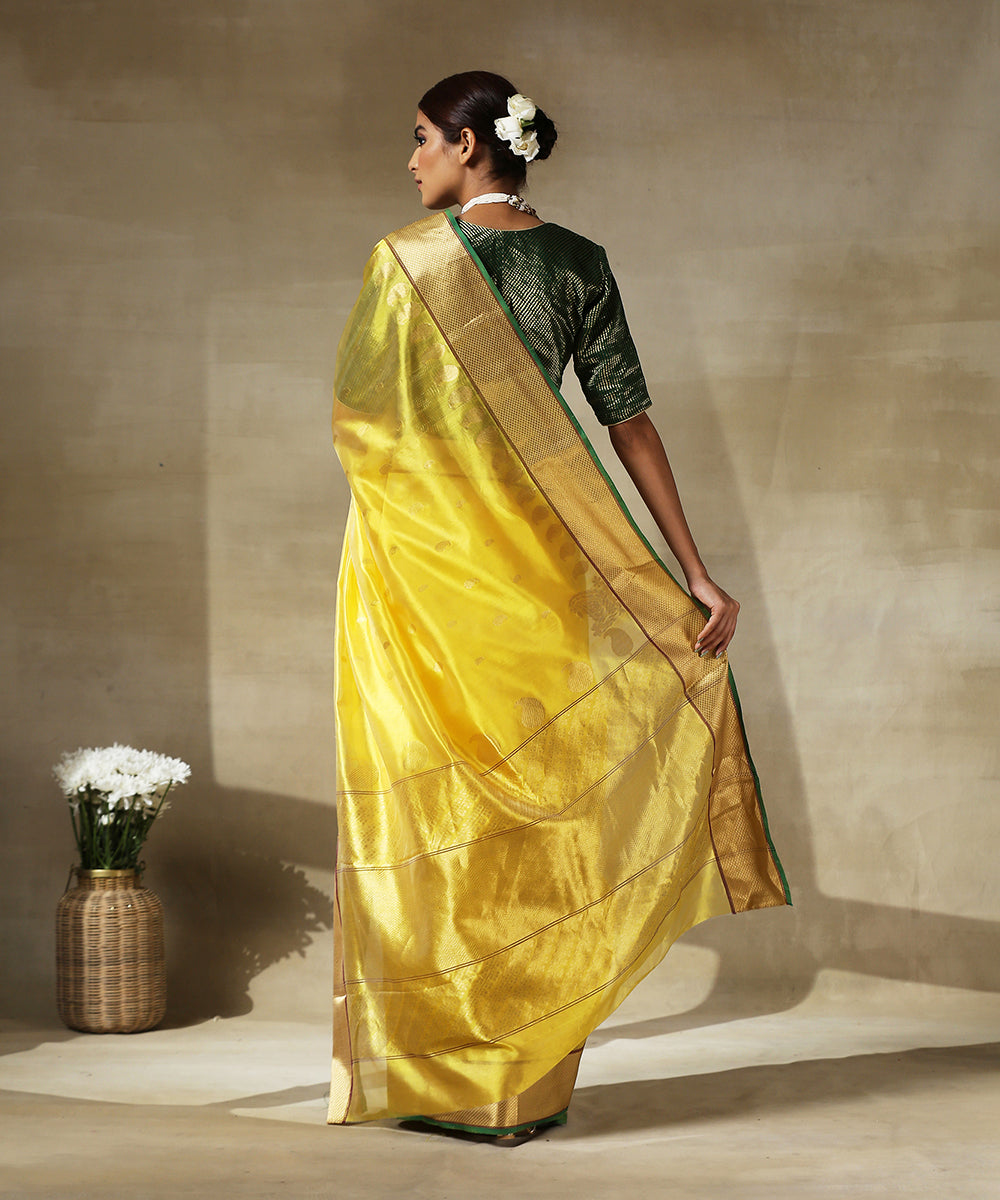 Handloom_Yellow_Chanderi_Silk_Saree_With_Paisley_Woven_All_Over_And_Paisley_Border_WeaverStory_03