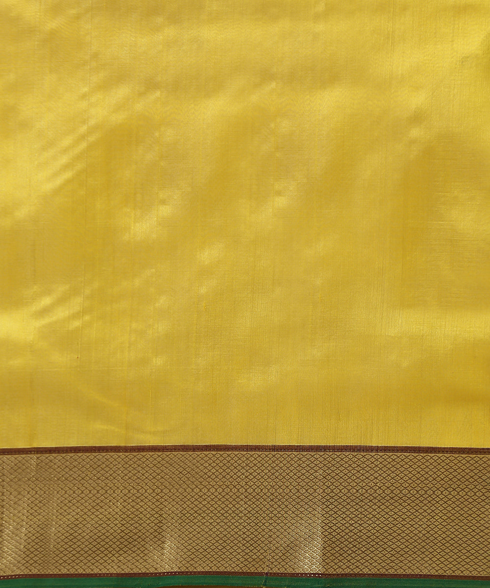 Handloom_Yellow_Chanderi_Silk_Saree_With_Paisley_Woven_All_Over_And_Paisley_Border_WeaverStory_05