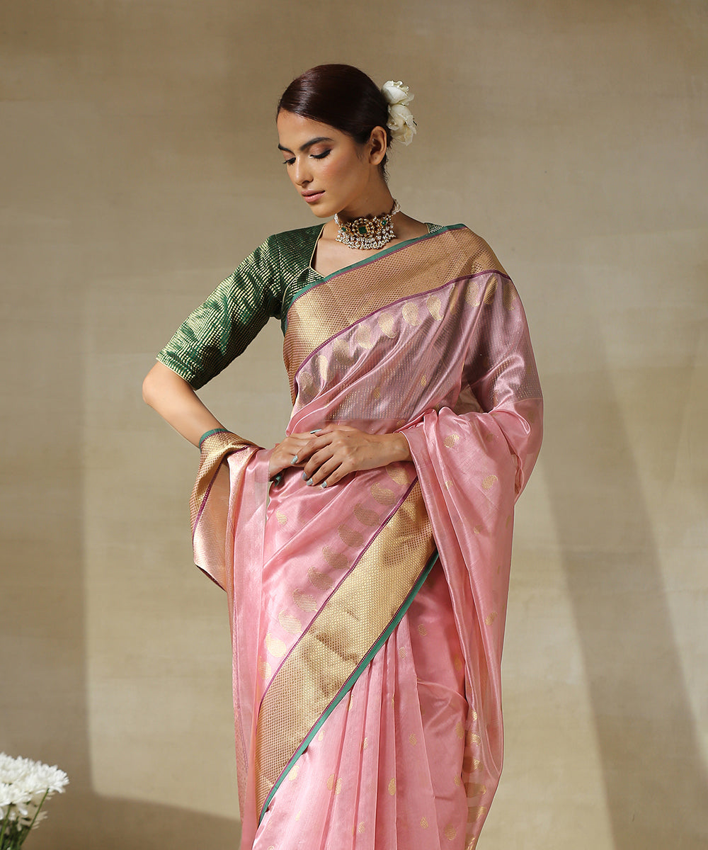 Pink_Handloom_Chanderi_Silk_Saree_With_Paisley_Woven_All_Over_And_Paisley_Border_WeaverStory_01