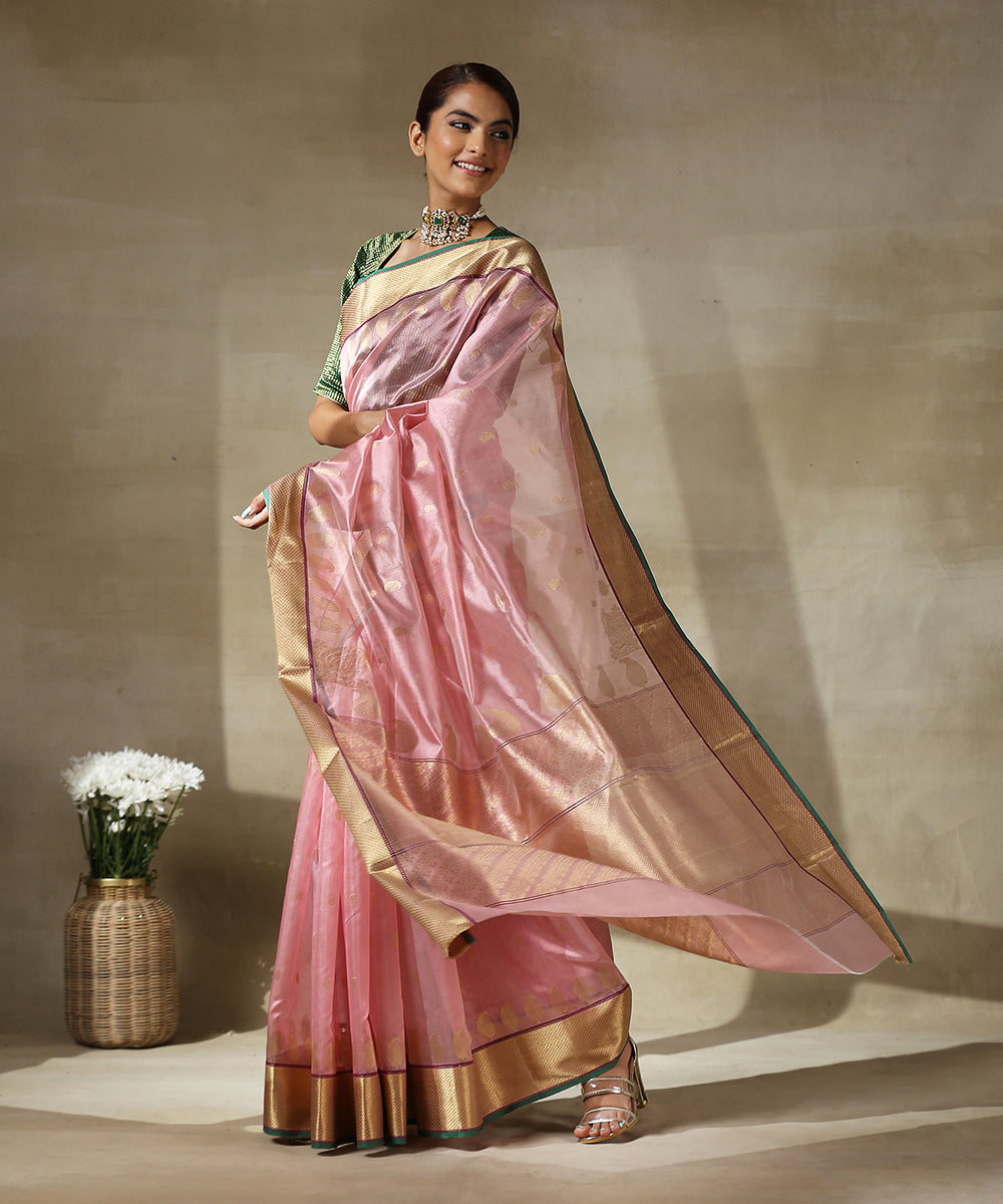 Pink_Handloom_Chanderi_Silk_Saree_With_Paisley_Woven_All_Over_And_Paisley_Border_WeaverStory_02