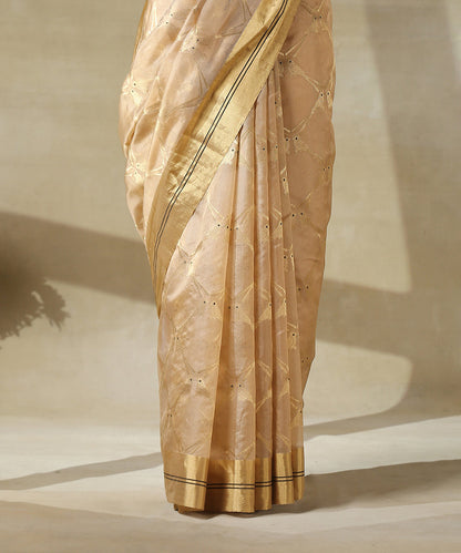 Handloom_Soft_Brown_Chanderi_Silk_Saree_With_Eknaliya_Birds_Woven_In_Gold_Zari_WeaverStory_04