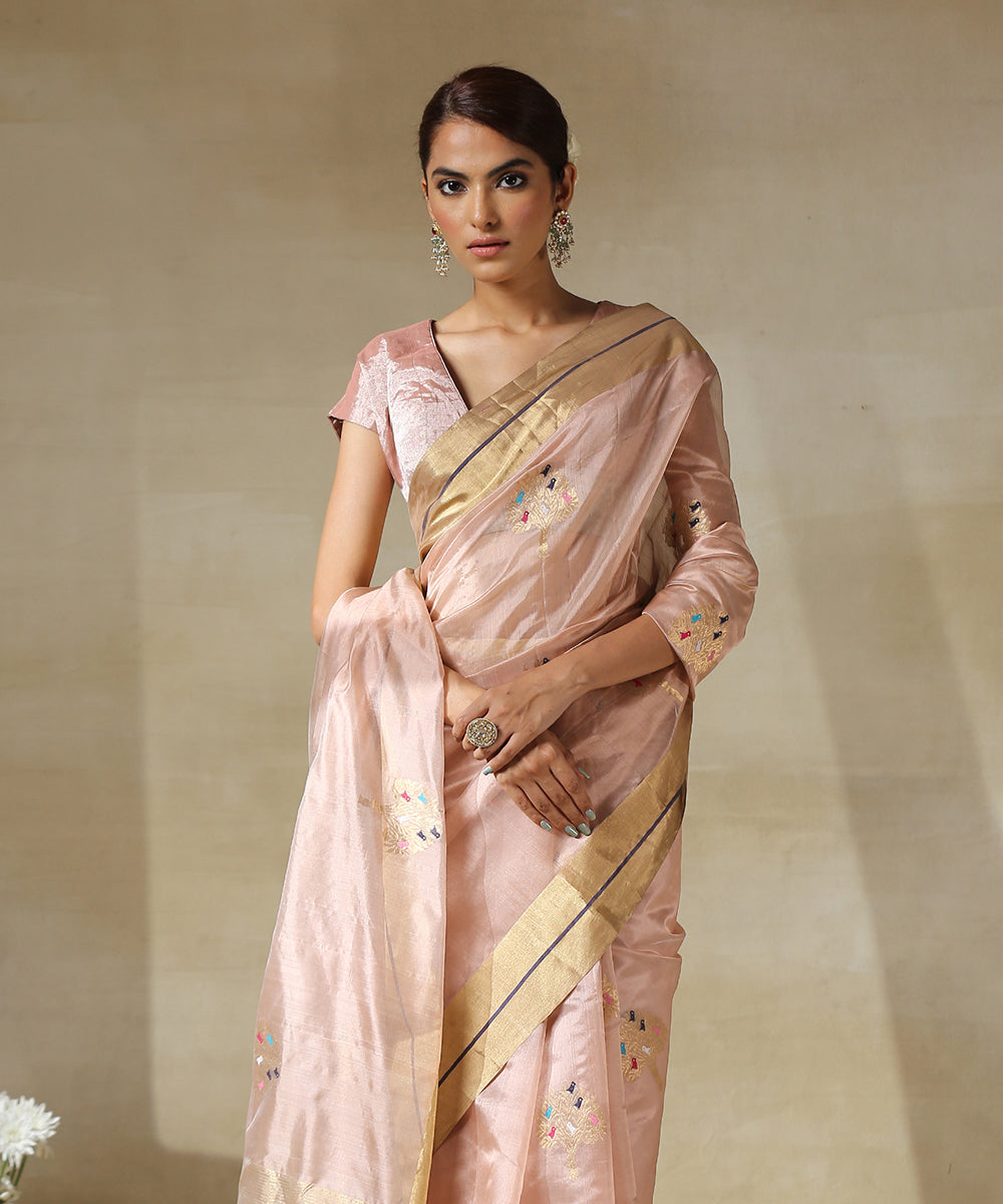 Rose_Pink_Handloom_Chanderi_Silk_Saree_With_Eknaliya_Meenakari_Bird_Motifs_WeaverStory_01