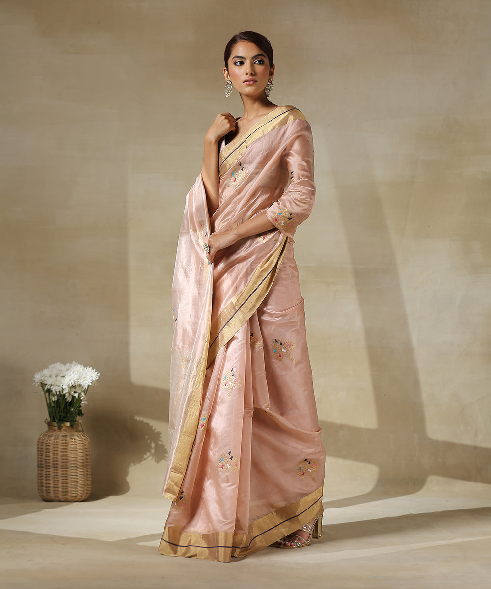 Rose_Pink_Handloom_Chanderi_Silk_Saree_With_Eknaliya_Meenakari_Bird_Motifs_WeaverStory_02