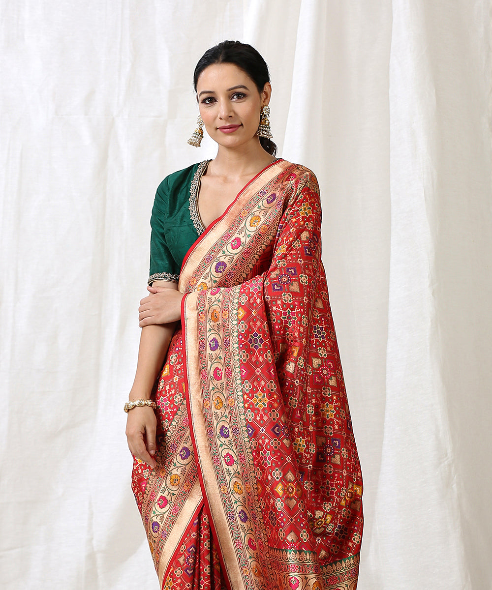 Red_Handloom_Pure_Katan_Silk_Banarasi_Patola_Saree_with_Meenakari_WeaverStory_01