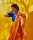 Orange_Handloom_Plain_Cotton_Silk_Chanderi_Saree_With_Zari_Border_WeaverStory_01