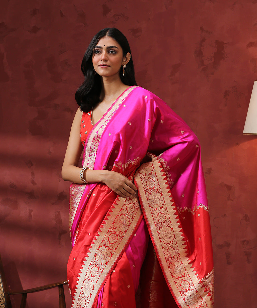 Red_And_Pink_Handloom_Rangkaat_Pure_Katan_Silk_Banarasi_Saree_WeaverStory_01