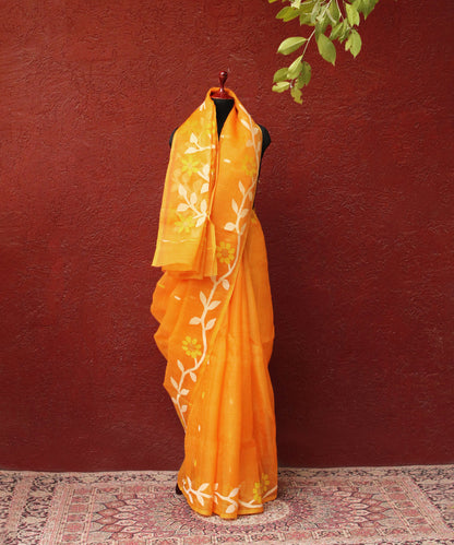 Mustard_Handloom_Silk_Muslin_Dhakai_Jamdani_Saree_With_Floral_Border_And_Pallu_WeaverStory_03