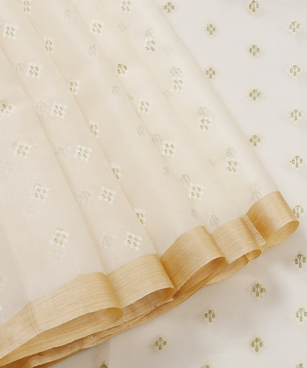 Handloom_Offwhite_Silk_Muslin_Jamdani_Saree_With_White_Booti_WeaverStory_02