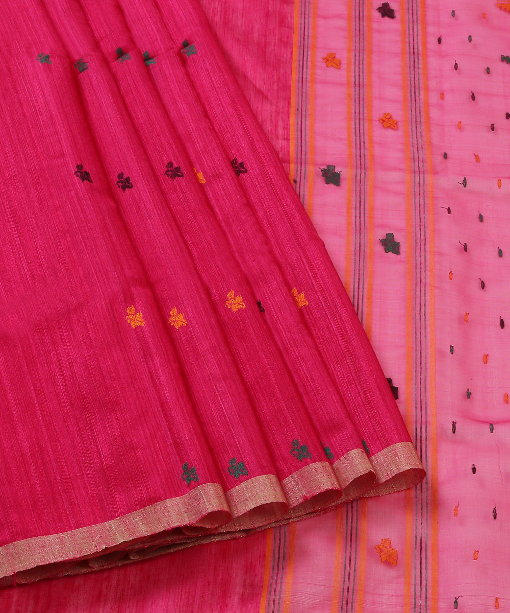 Handloom_Hot_Pink_Matka_Silk_Jamdani_Saree_WeaverStory_01