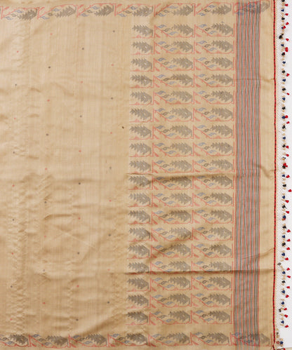 Handloom_Beige_Tussar_Jamdani_Saree_With_Polka_Dots_WeaverStory_05