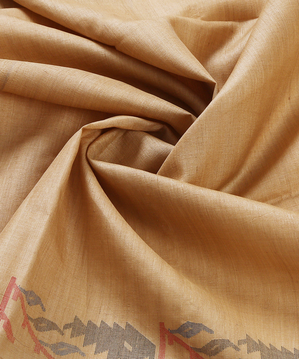 Handloom_Beige_Tussar_Jamdani_Saree_With_Polka_Dots_WeaverStory_06