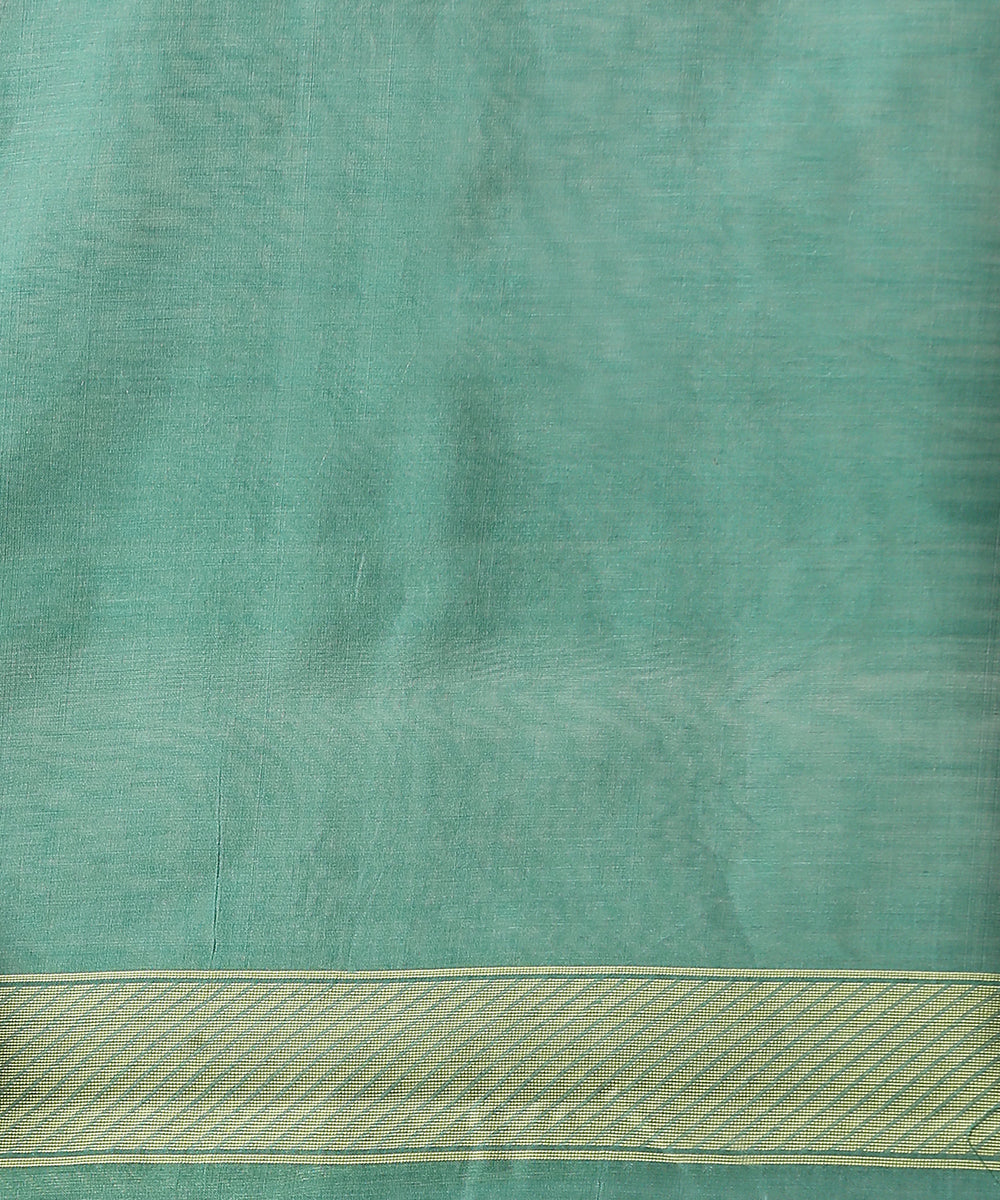 Handloom_Green_Cotton_Silk_Banarasi_Saree_With_Floral_Cutwork_Weave_WeaverStory_05
