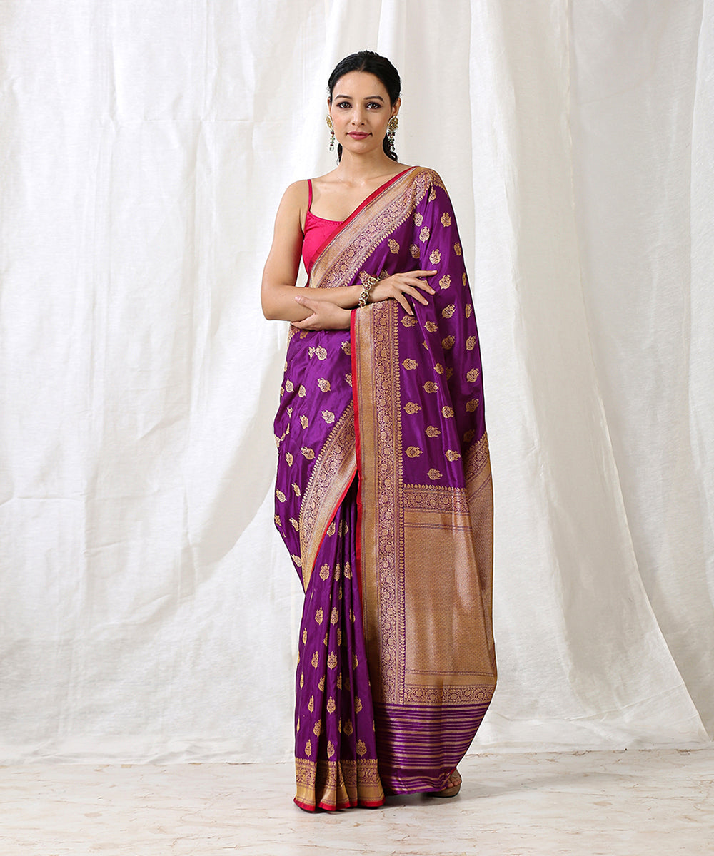 Purple_Handloom_Banarasi_Katan_Silk_Saree_With_Cutwork_Booti_WeaverStory_02