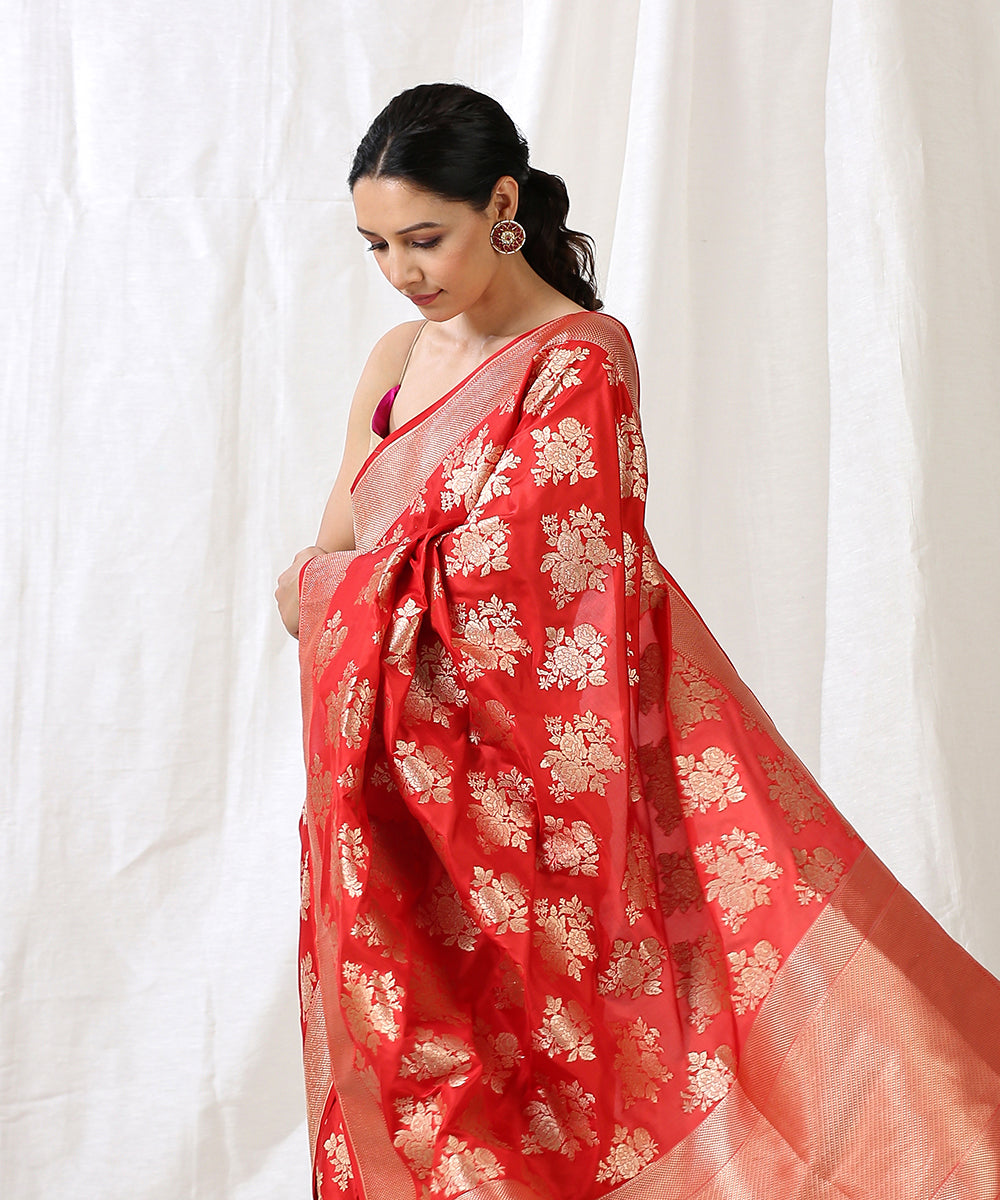 Handloom_Red_Pure_Katan_Silk_Banarasi_Saree_with_Cutwork_Floral_Bunches_WeaverStory_01