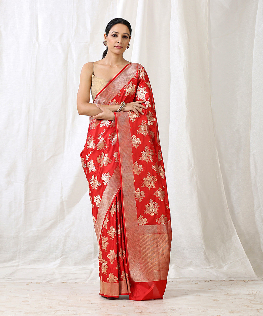 Handloom_Red_Pure_Katan_Silk_Banarasi_Saree_with_Cutwork_Floral_Bunches_WeaverStory_02