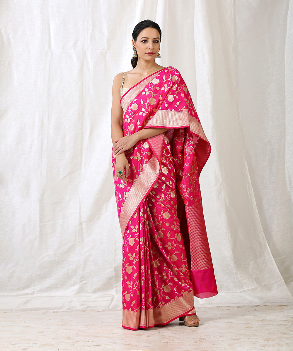 Pink_Handloom_Pure_Katan_Silk_Banarasi_Saree_with_Cutwork_Jaal_WeaverStory_02