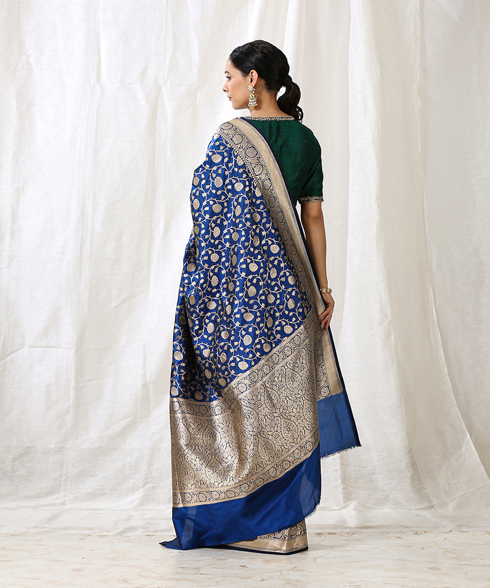 Handloom_Electric_Blue_Pure_Katan_Silk_Cutwork_Banarasi_Jangla_Saree_WeaverStory_03