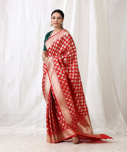 Handloom_Red_Pure_Katan_Silk_Banarasi_Saree_with_Cutwork_Mughal_Booti_WeaverStory_02