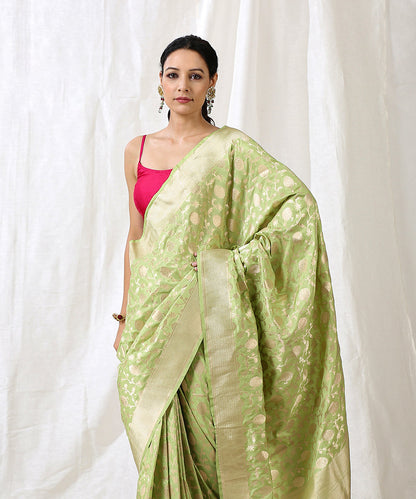 Handloom_Light_Green_Pure_Katan_Silk_Saree_with_Cutwork_Jaal_WeaverStory_01