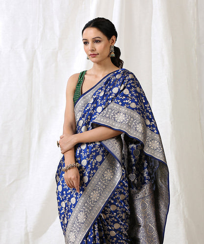 Handloom_Blue_Pure_Katan_Silk_Banarasi_Saree_with_Cutwork_Jaal_WeaverStory_01