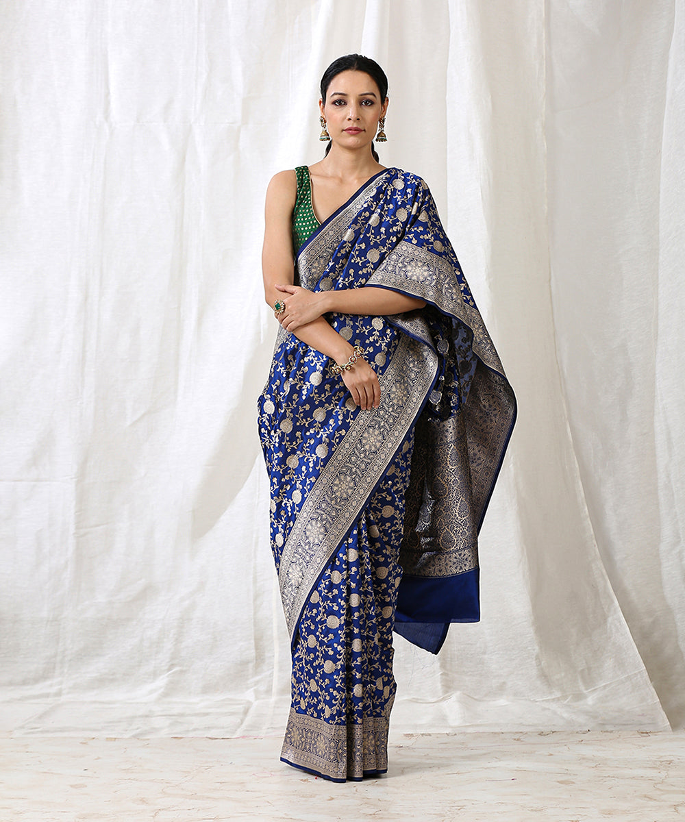 Handloom_Blue_Pure_Katan_Silk_Banarasi_Saree_with_Cutwork_Jaal_WeaverStory_02