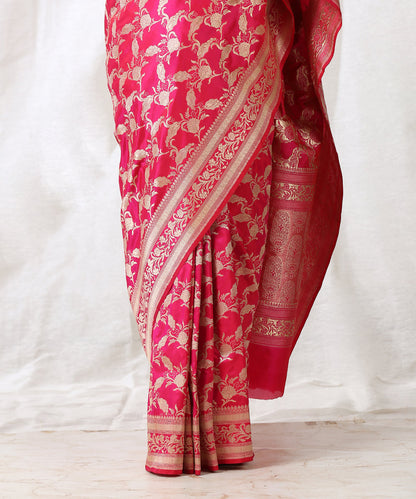 Rani_Pink_Handloom_Pure_Katan_Silk_Banarasi_Saree_with_Cutwork_Jaal_WeaverStory_04